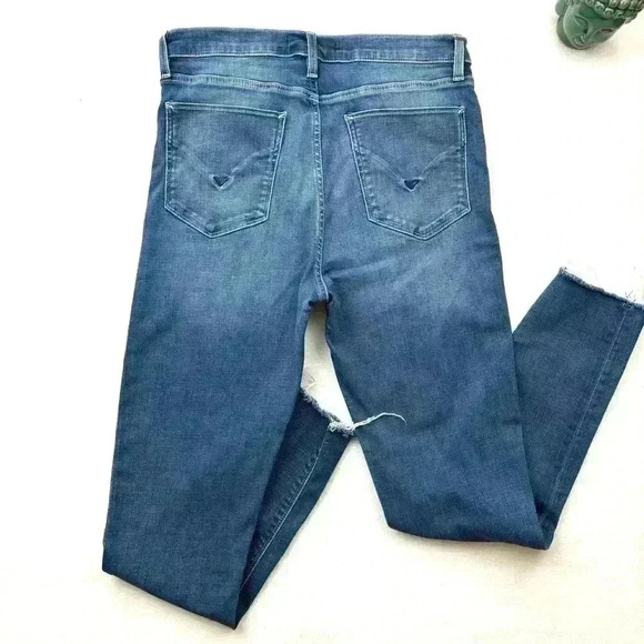 Hudson Barbara Med Wash Highrise Super Skinny Raw Hem Stretch Ankle Jean Size 30 - Picture 4 of 16